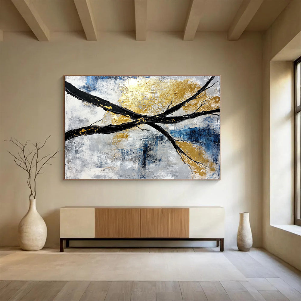Black Branches with Gold Art for Luxury Hotel Lobby & Elegant Home Library SC367