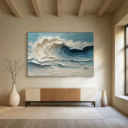Textured Sea Wave Art for Coastal Seafood Restaurant Bar Counters DLZ3200