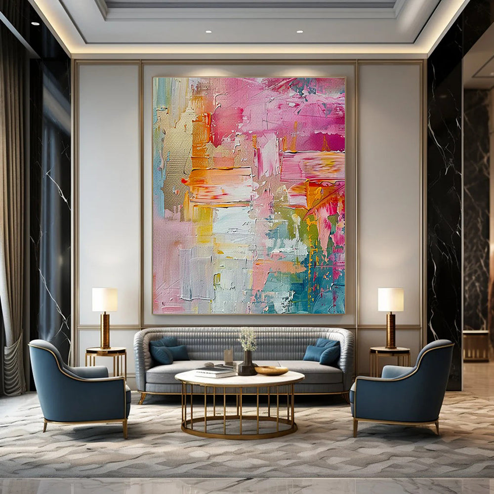 Pink - Themed Abstract Art for Girly Bridal Boutique Lounges DLZ0127