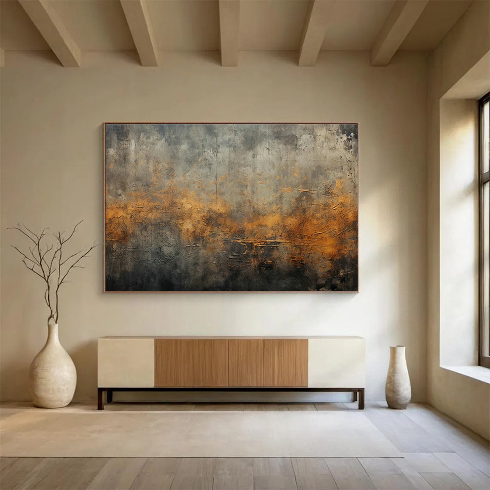 Grey - Orange Industrial Abstract Art for Loft Living Room DLZ2753