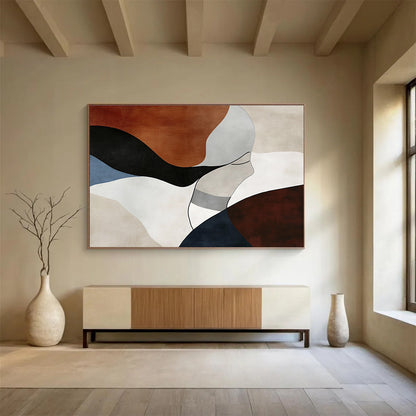 Abstract Figure in Earth Tones Art for Minimalist Bedroom & Sophisticated Wellness Center SC299