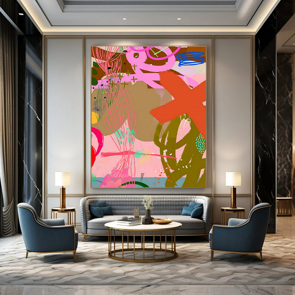 Pink - Purple Abstract Art for Trendy Beauty Salon Waiting Areas DLZ0154