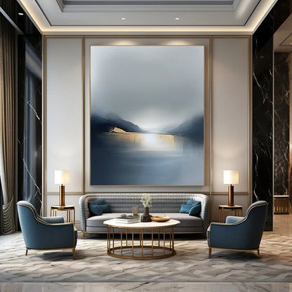Minimalist Golden Lake Art for Boutique Hotel & Dining Room STSC088