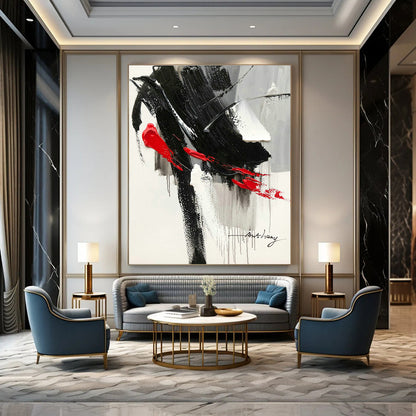 Black - Red Abstract Art for High - Energy Fitness Studio & Avant - Garde Gallery DLZ0797