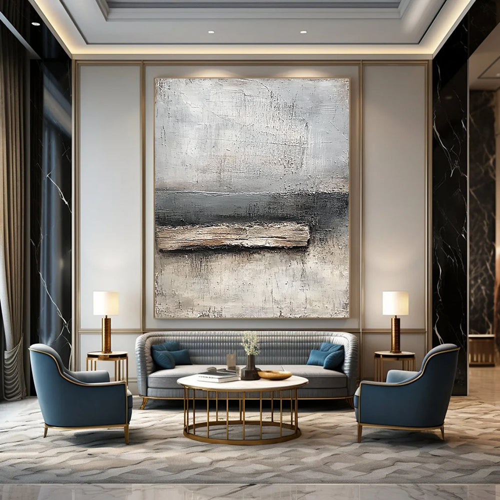 Gray - Brown Textured Abstract Art for Industrial - Themed Home & Artistic Workshop STSC138