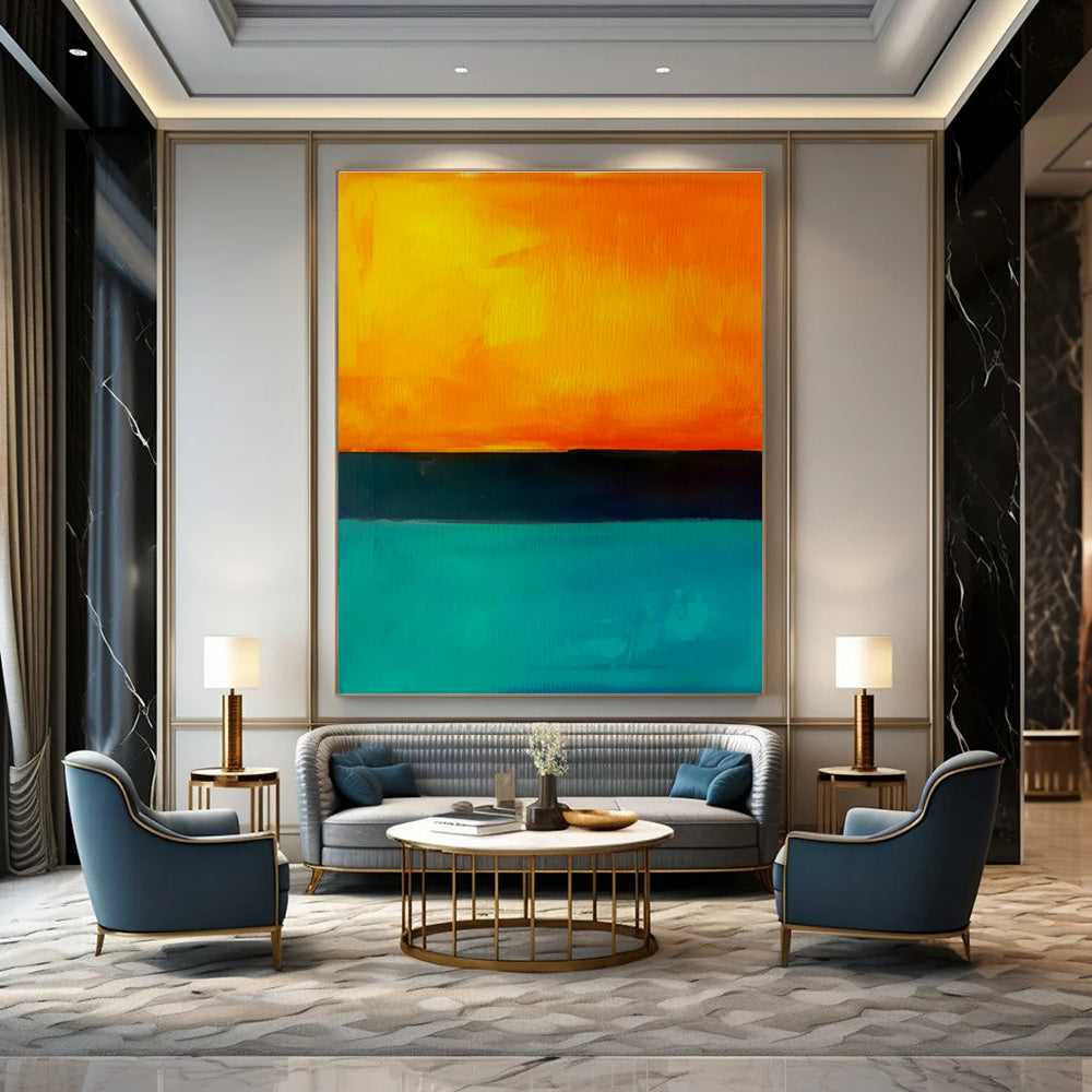 Orange - Teal Gradient Art for Coastal Restaurant & Art - Themed Home DLZ2098