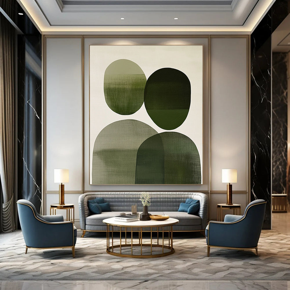 Overlapping Green Figures Art for Wellness Center & Family Home STSC1083