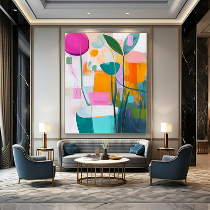 Colorful Abstract Flowers for Bohemian Living Room & Art Café STSC1180