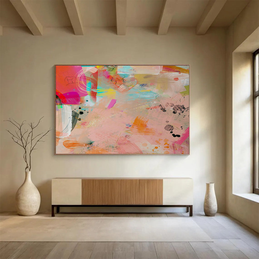 Pink - Orange Artistic Abstract for Bohemian Living Spaces DLZ2463