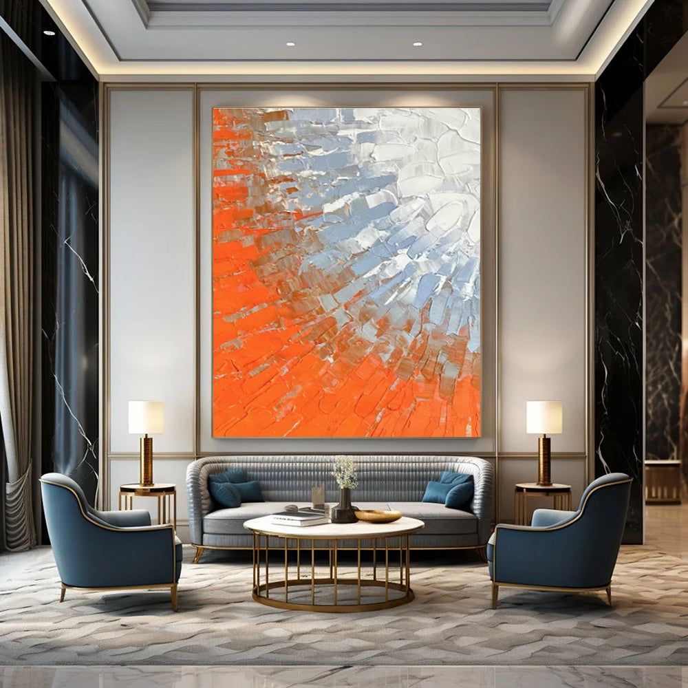 Orange and Blue Textured Art for Rooftop Terrace & Fitness Studio DLZ0613