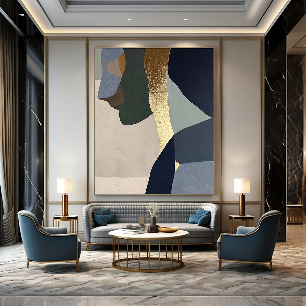 Abstract Geometric Faces with Gold Accent for Modern Home & Art - Centric Salon STSC756