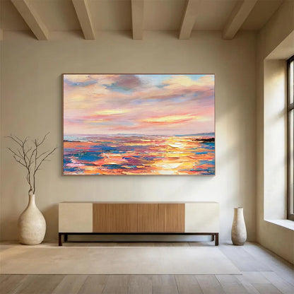 Colorful Sea View Oil Painting for Tropical - Themed Dining Rooms DLZ2496