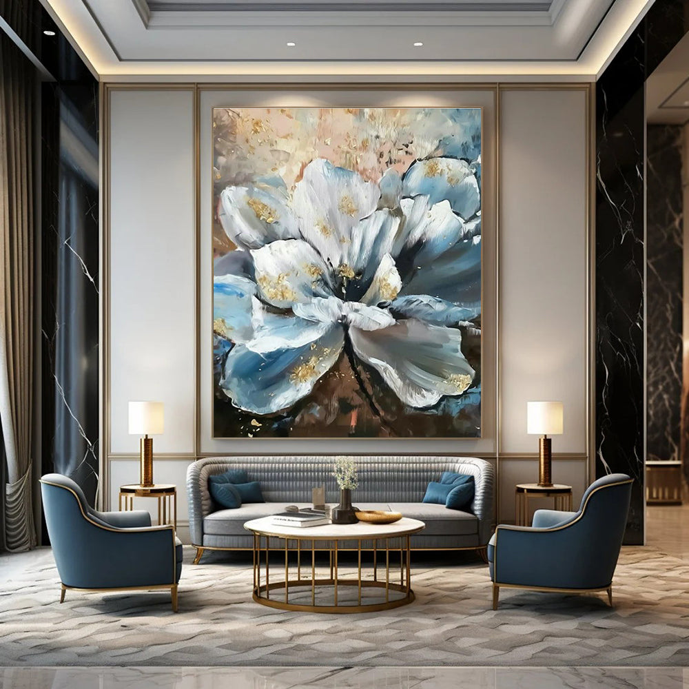 Blue - White Floral Art for Luxury Spa & Elegant Bedroom DLZ2335