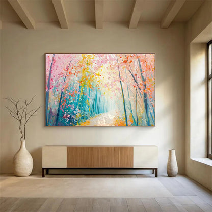 Pink Forest Path Art for Romantic Bed - and - Breakfast Morning Nooks DLZ3198