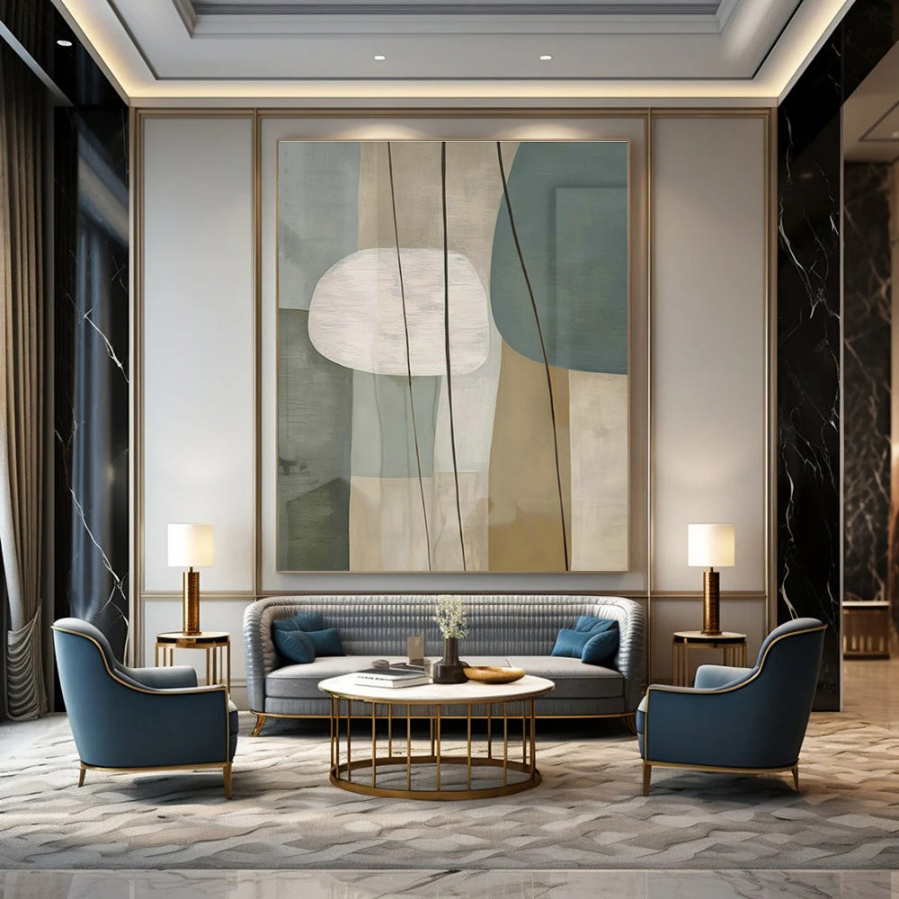 Repeated Light Green Geometric Abstract Art for Minimalist Living Room & Art Exhibition DLZ1953