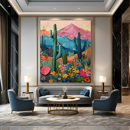 Colorful Desert Landscape Art for Southwest - Style Home & Cactus - Themed Gift Shop DLZ1409