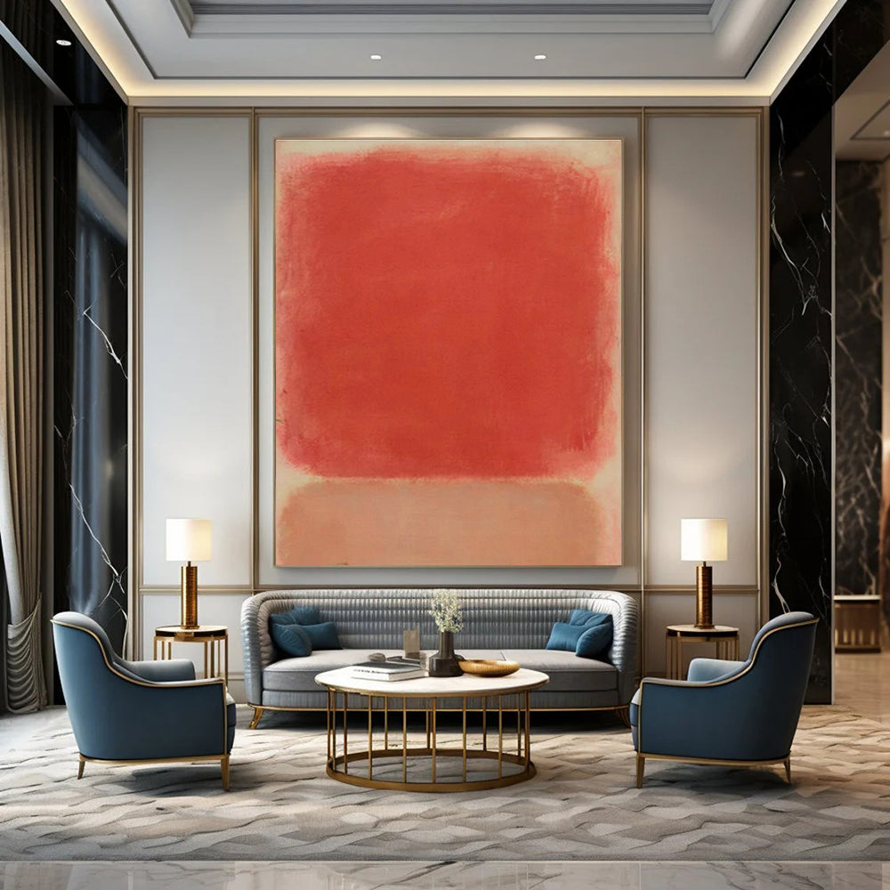 Red Color Block Art for Contemporary Office & Bold Bedroom DLZ1782