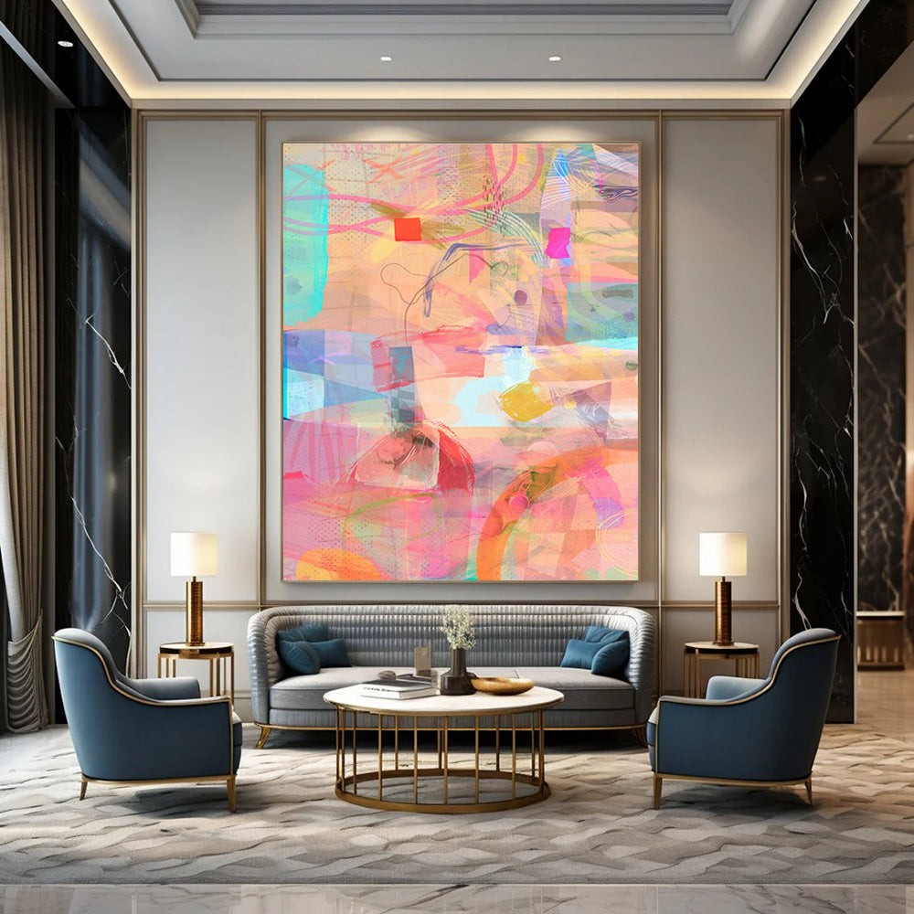 Pink - Toned Abstract Art for Feminine Fashion Studio Lounges DLZ0162
