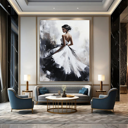 Elegant Woman in White Gown Art for Luxury Bridal Boutique & Romantic Bedroom STSC1363