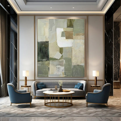 Gray - White Abstract Blocks Art for Modern Office & Contemporary Art Gallery DLZ0708