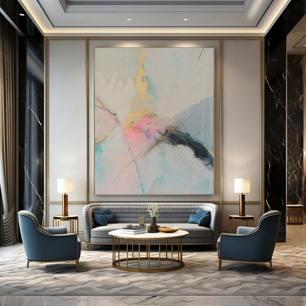 Gold - Accented Abstract Art for Luxury Hotel Lobby & Art - Loving Home Office DLZ2088