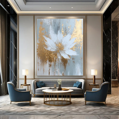 White Flower with Gold Accents for Luxury Bedroom & High - End Spa STSC381