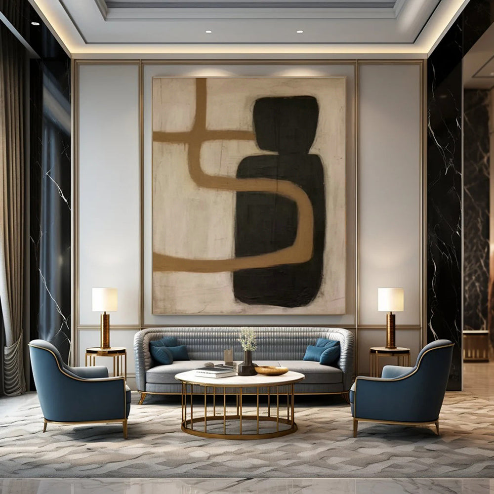 Brown - Black Abstract Art for Vintage Whiskey Bar & Industrial Home Den DLZ0849