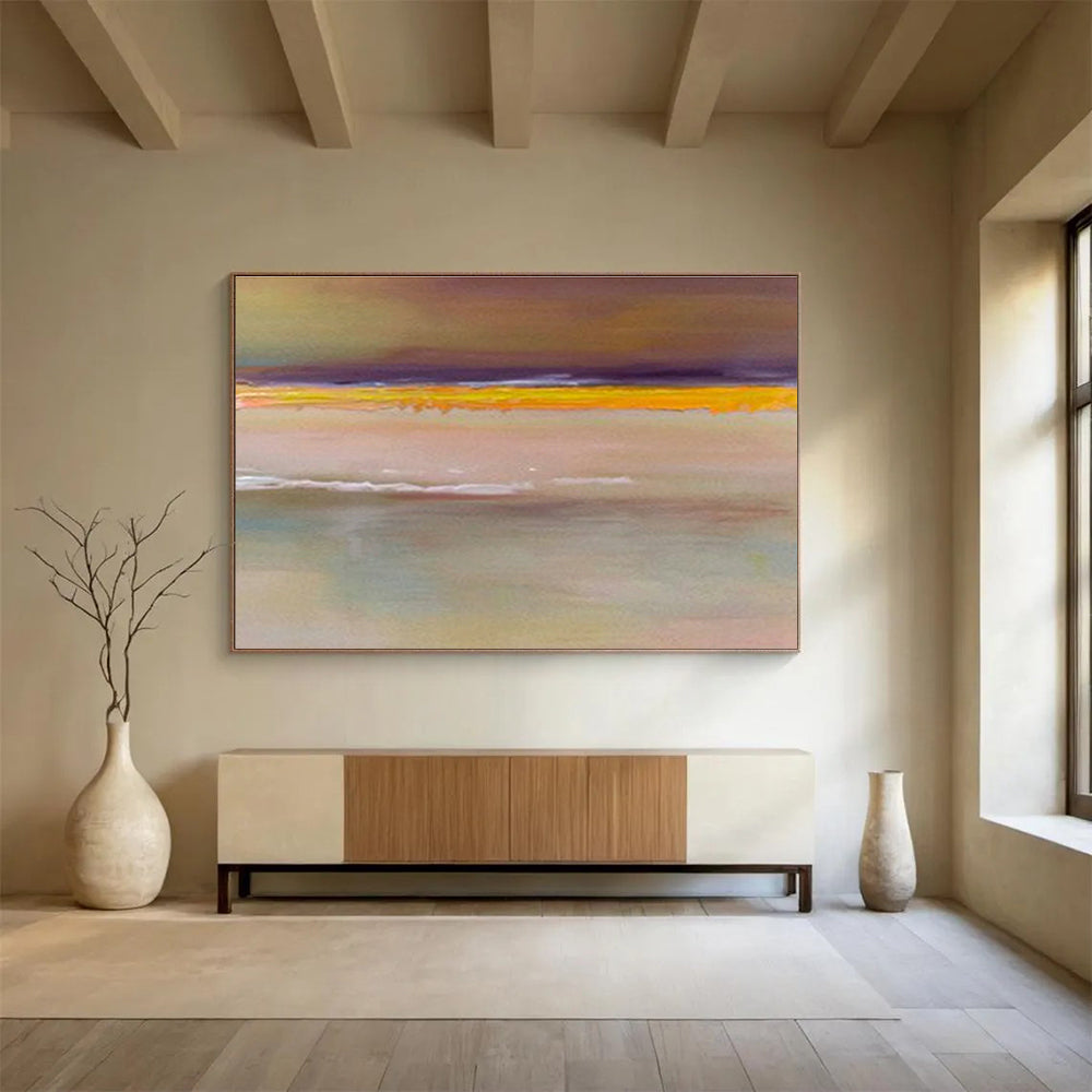 Yellow - Purple Minimalist Abstract Art for Calm Study DLZ2757