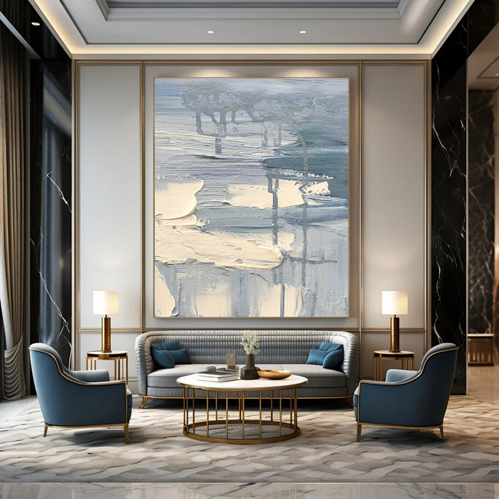 Light Blue - Gray Abstract Painting for Scandinavian - Style Home & Coastal Art Gallery DLZ1299