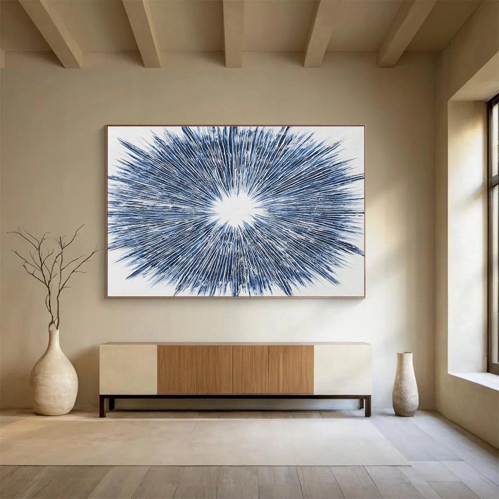 Blue Radial Abstract Art for Contemporary Office Reception Desks DLZ2596