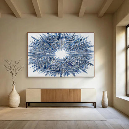 Blue Radial Abstract Art for Contemporary Office Reception Desks DLZ2596