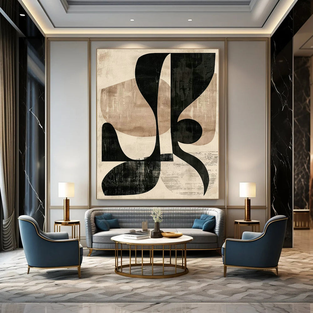 Black - Beige Geometric Abstract for Minimalist Home & Design Studio DLZ0578