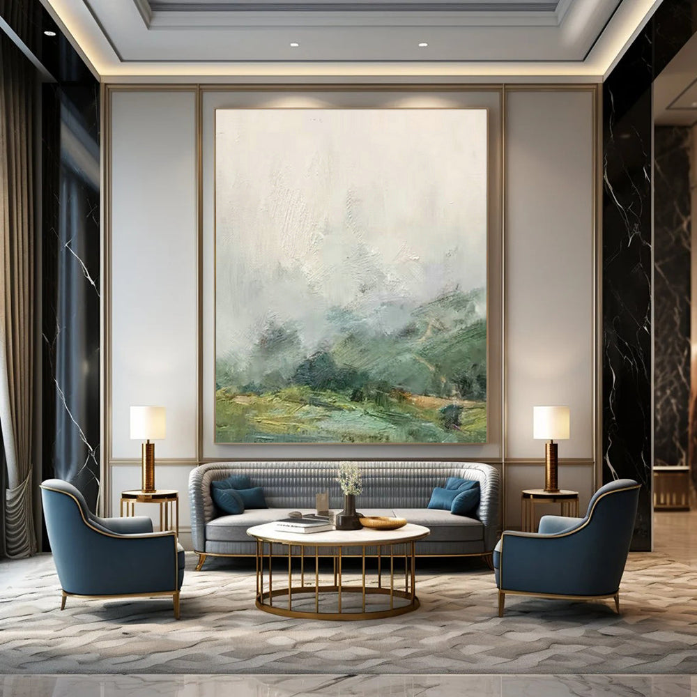 Misty Landscape Oil Painting for Traditional Chinese - Style Study & Zen Meditation Space DLZ0913