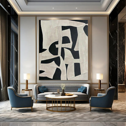 Black - White Geometric Art for Contemporary Office Breakout Areas DLZ0219