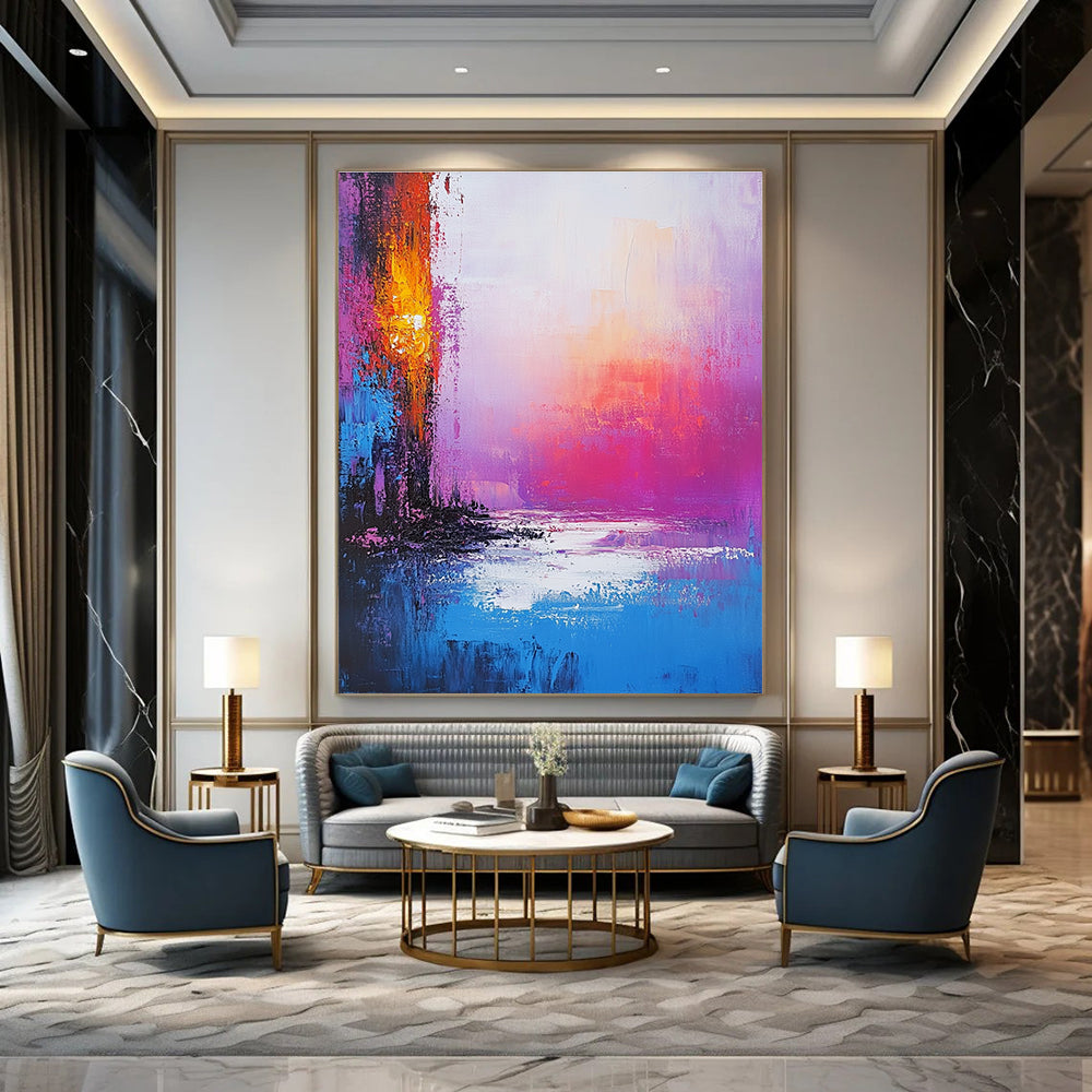 Vibrant Abstract Sunset Landscape for Luxury Hotel Lobby & Home Living Room STSC261