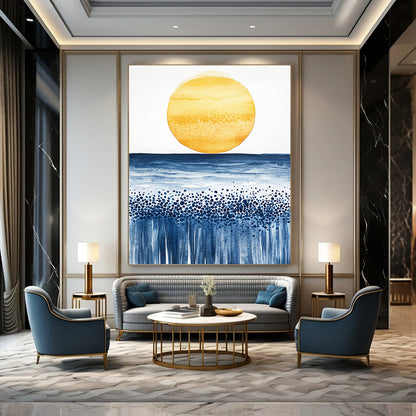 Sun and Sea Watercolor for Coastal Home Living Room & Relaxing Beach House STSC505