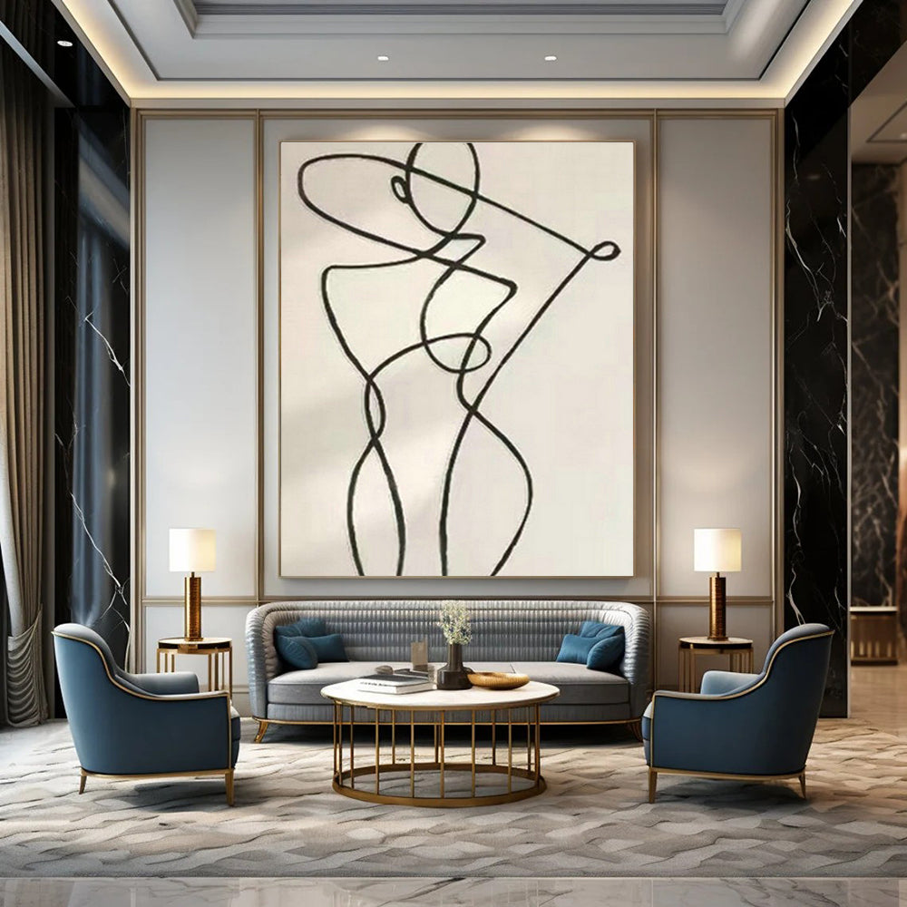 Continuous Line Figure Art for Modern Dance Studio & Minimalist Home DLZ2056