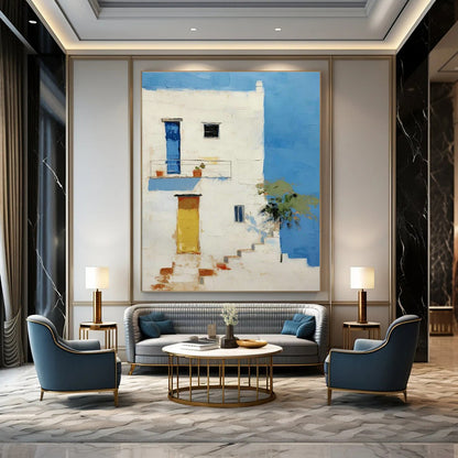 White House & Blue Wall Art for Coastal Home Living Rooms DLZ0114