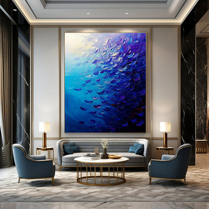 Blue and Purple Textured Abstract for Creative Studio & Trendy Hotel Room STSC866