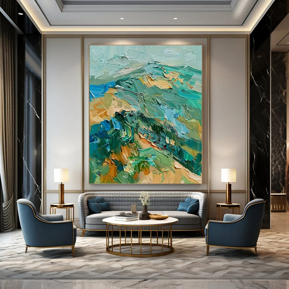 Textured Mountain Impasto Art for Ski Lodge & Adventure - Themed Office DLZ1465
