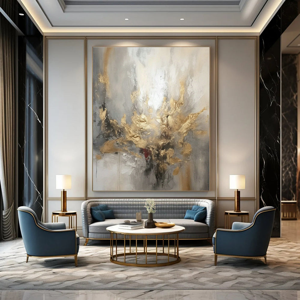 Gold - Accented Abstract Art for Opulent Ballroom & Glamorous Master Bedroom DLZ0858
