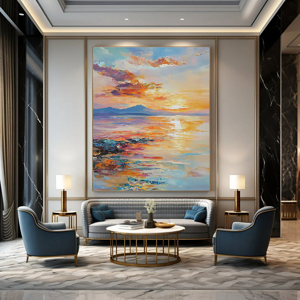 Colorful Sunset Landscape for Coastal Vacation Home & Art Gallery Exhibition STSC865