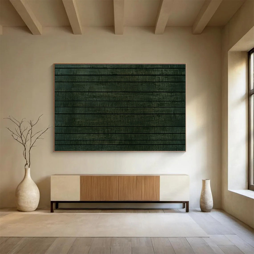 Dark Green Striped Texture Art for Rustic Restaurant & Industrial - Style Home SC458