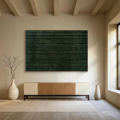 Dark Green Striped Texture Art for Rustic Restaurant & Industrial - Style Home SC458