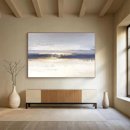 Blue - Gray - Gold Abstract Art for Coastal Home & Contemporary Gallery SC007