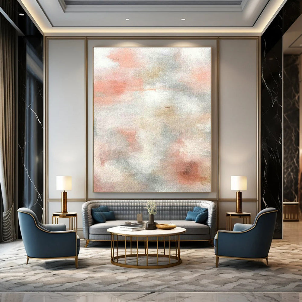 Pink - Gray Abstract Art for Feminine - Themed Beauty Salon Waiting Areas DLZ0004