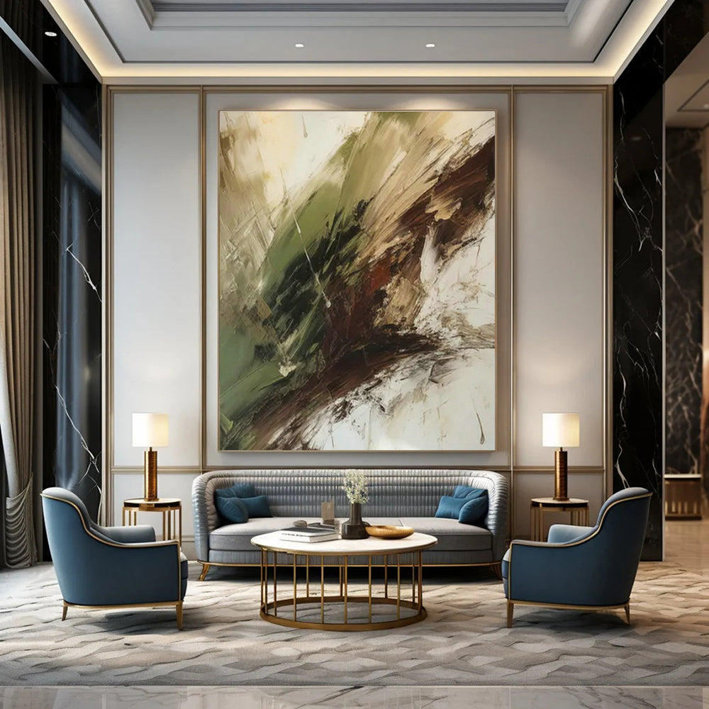 Green - Brown Abstract Art for Rustic Home Cabin & Eco - Friendly Art Space DLZ1708