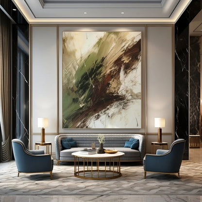 Green - Brown Abstract Art for Rustic Home Cabin & Eco - Friendly Art Space DLZ1708