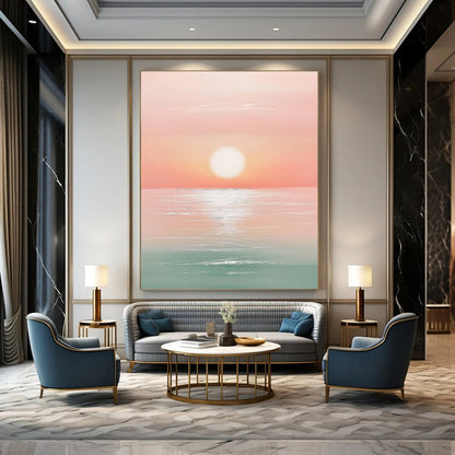 Pink Sunset Sea  Art for Bohemian - Style Café & Dreamy Home Balcony STSC1425