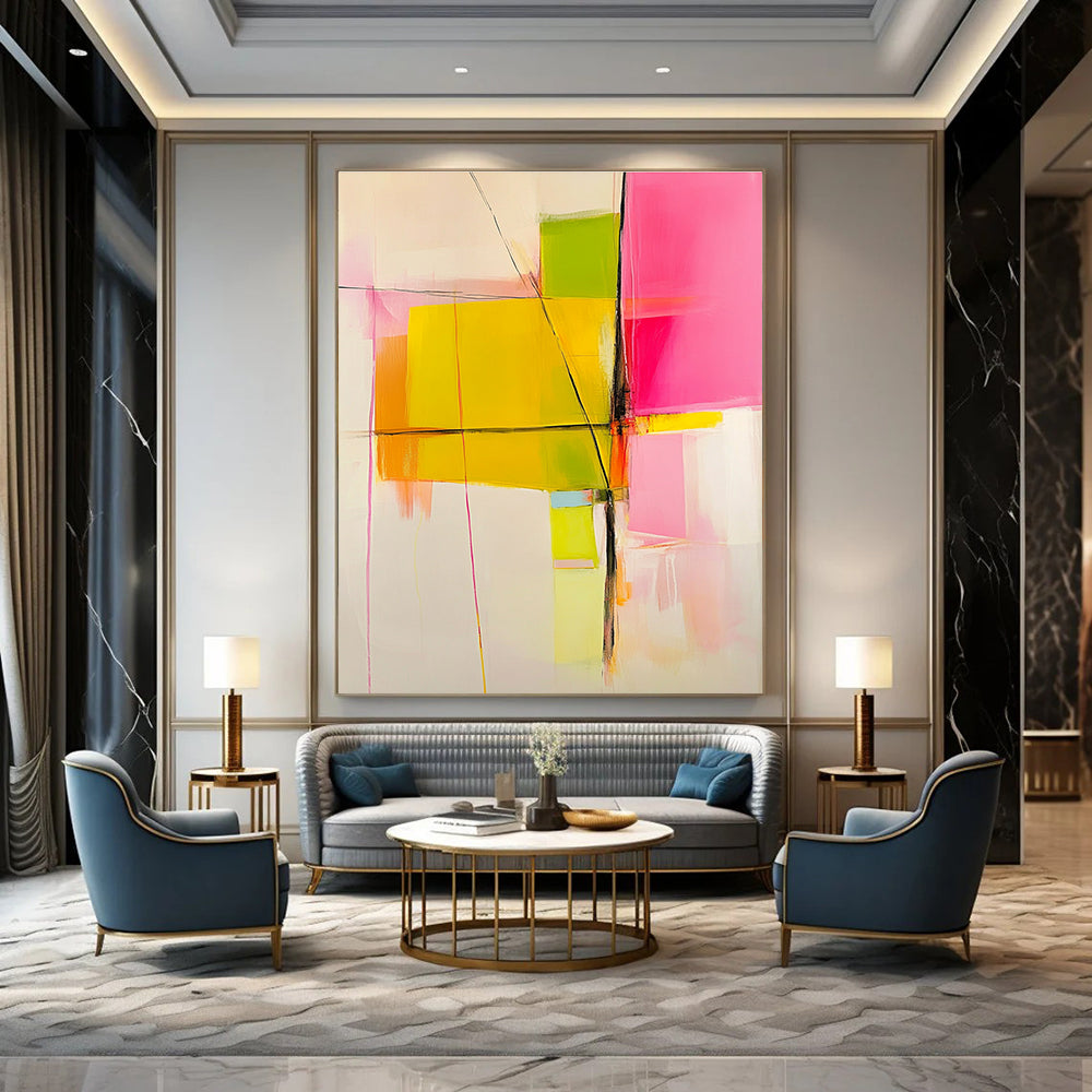 Geometric Color Block Abstract for Creative Office Space & Modern Art Gallery Foyer STSC443